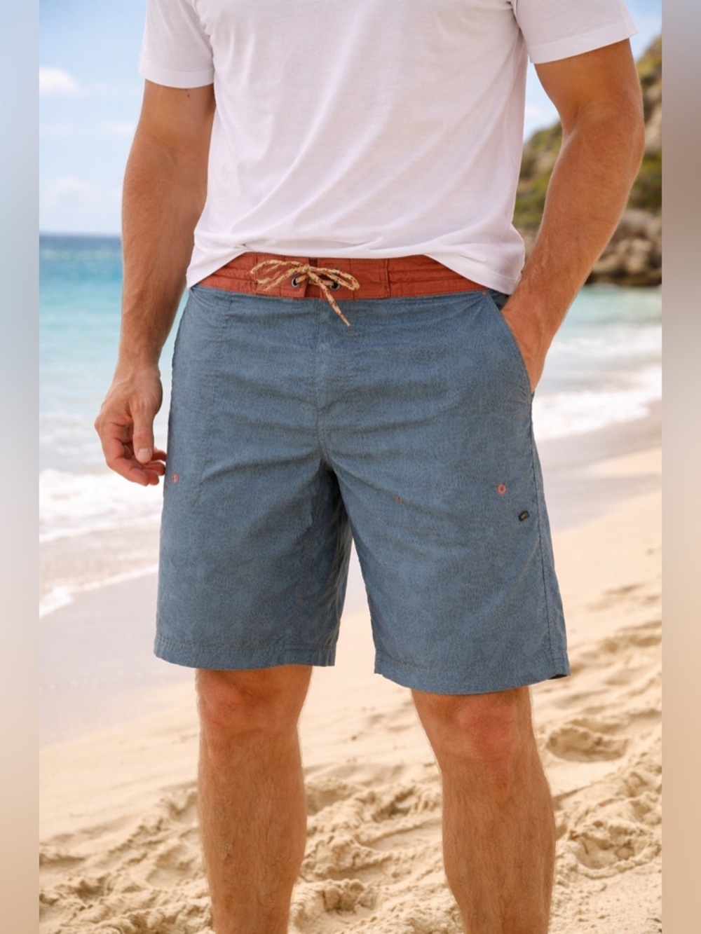 Howler Bros Board Shorts Blue Patterned Swim Trunks Size 38 Surf Beach